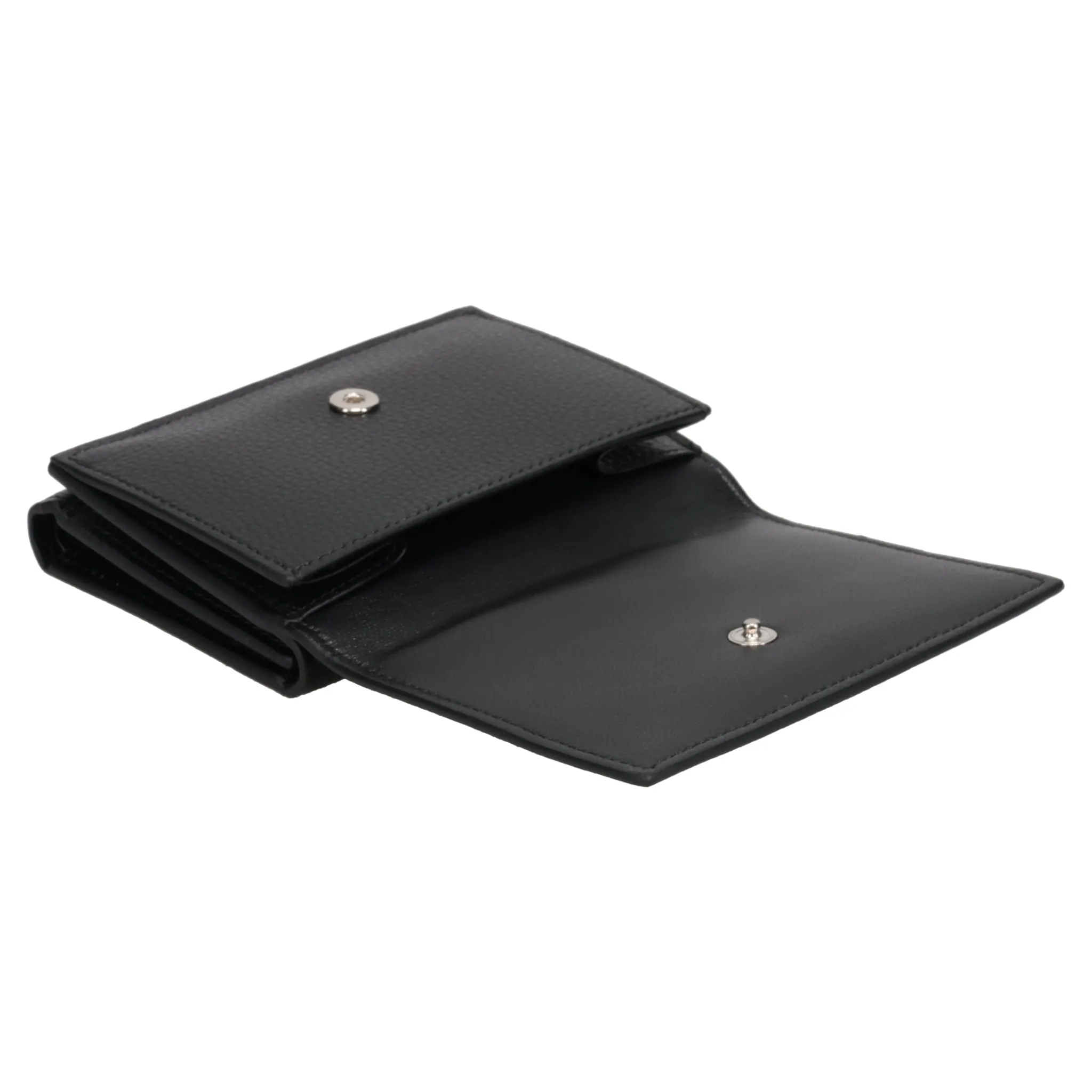 BLACK LEATHER TRIFOLD WALLET WITH MARNI MENDING EMBROIDERY / 00N99