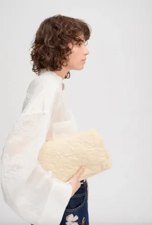 Folucke Leather Clutch Bag - Beige
