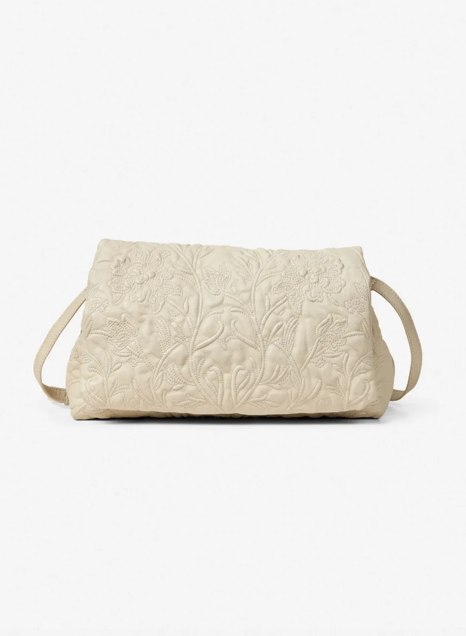 Folucke Leather Clutch Bag - Beige