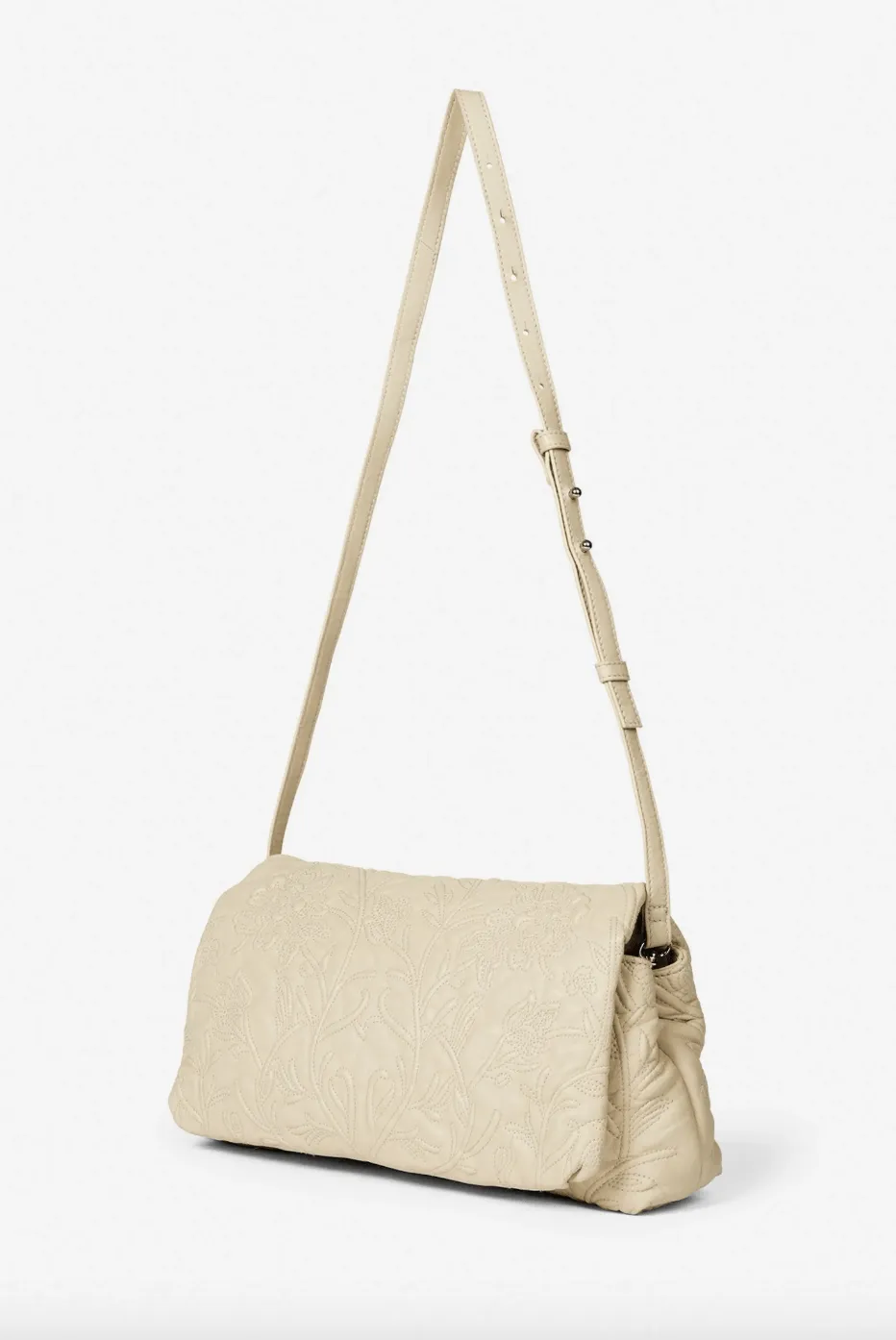 Folucke Leather Clutch Bag - Beige