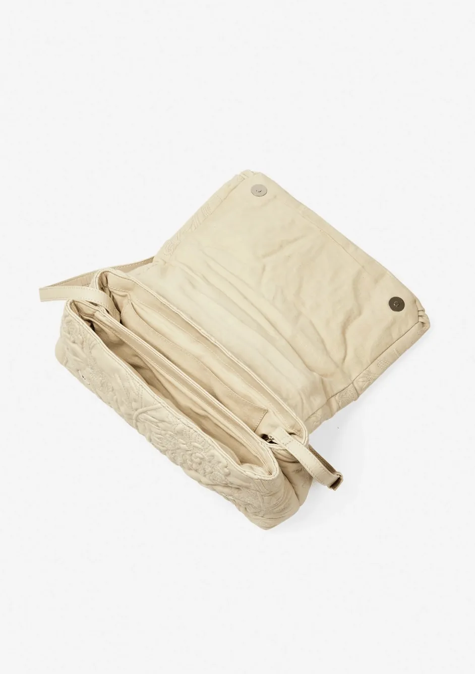 Folucke Leather Clutch Bag - Beige