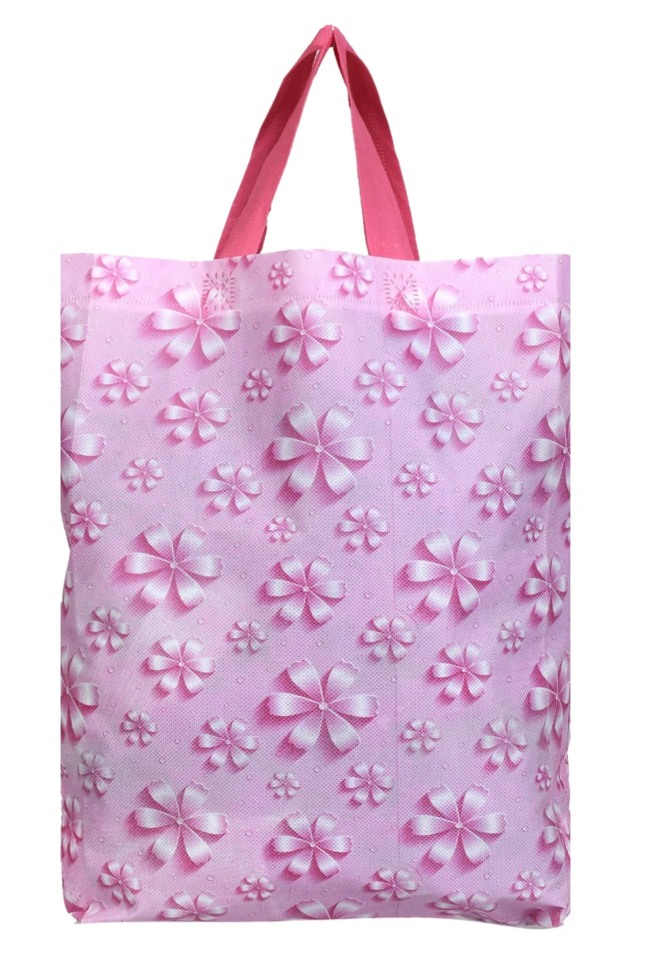 Kuber Industries Non-Woven Foldable Shopping Bag|Reusable Travel Tote Bag|Gift Bag|Grocery Bag For Vegetable|Pack of 24 (Pink)