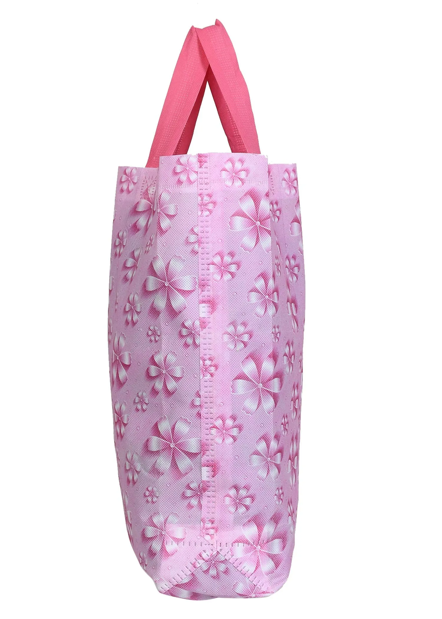 Kuber Industries Non-Woven Foldable Shopping Bag|Reusable Travel Tote Bag|Gift Bag|Grocery Bag For Vegetable|Pack of 24 (Pink)