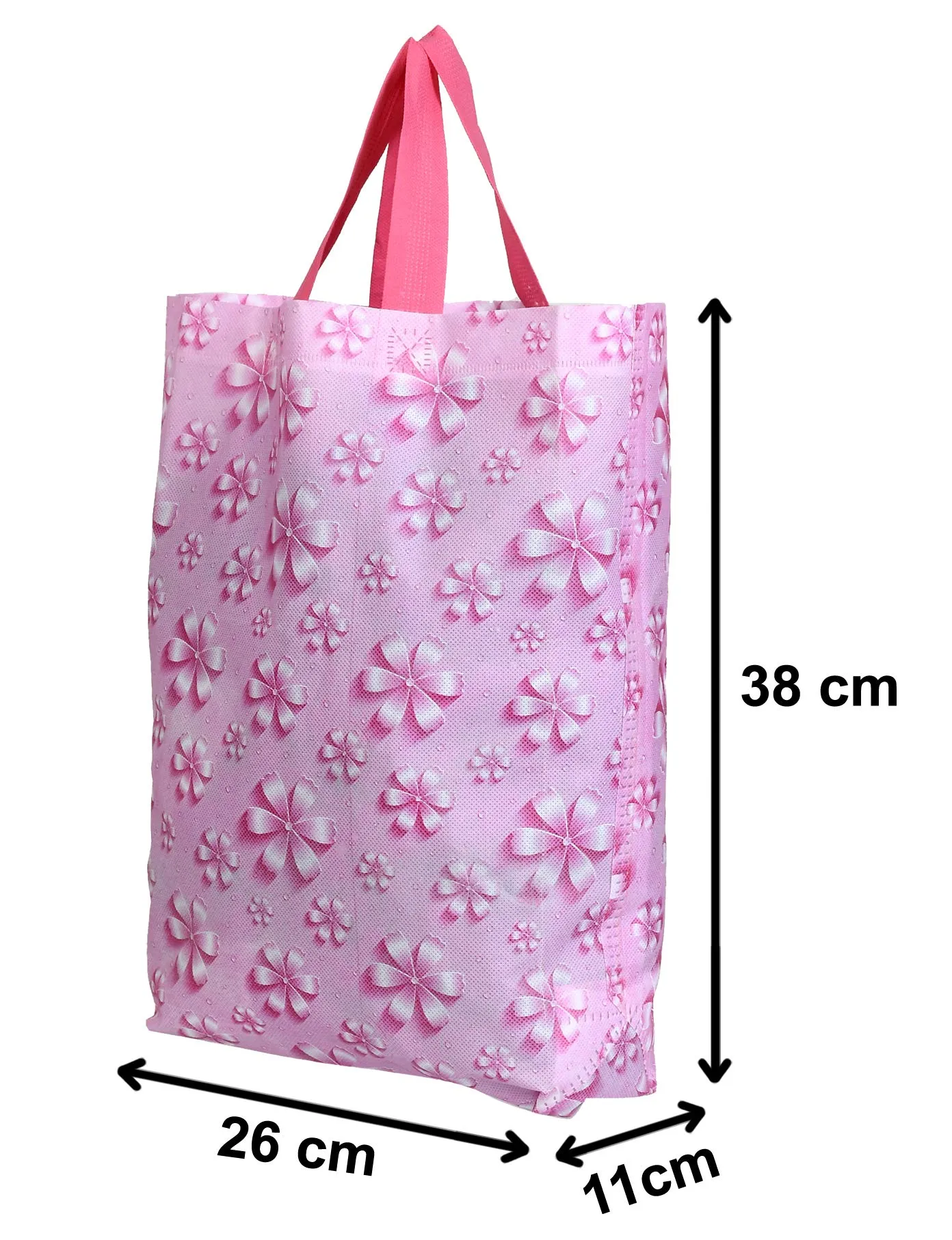 Kuber Industries Non-Woven Foldable Shopping Bag|Reusable Travel Tote Bag|Gift Bag|Grocery Bag For Vegetable|Pack of 24 (Pink)