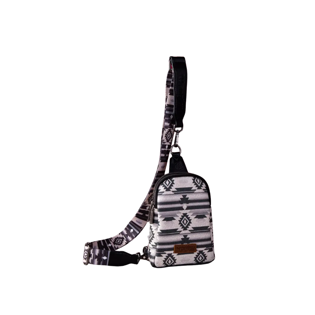 Montana West Women's Wrangler Aztec Print Crossbody Sling Black Chest Bag