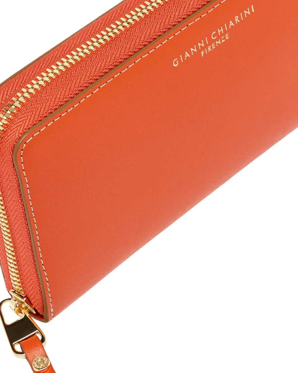 Portafoglio in pelle liscia con chiusura a zip