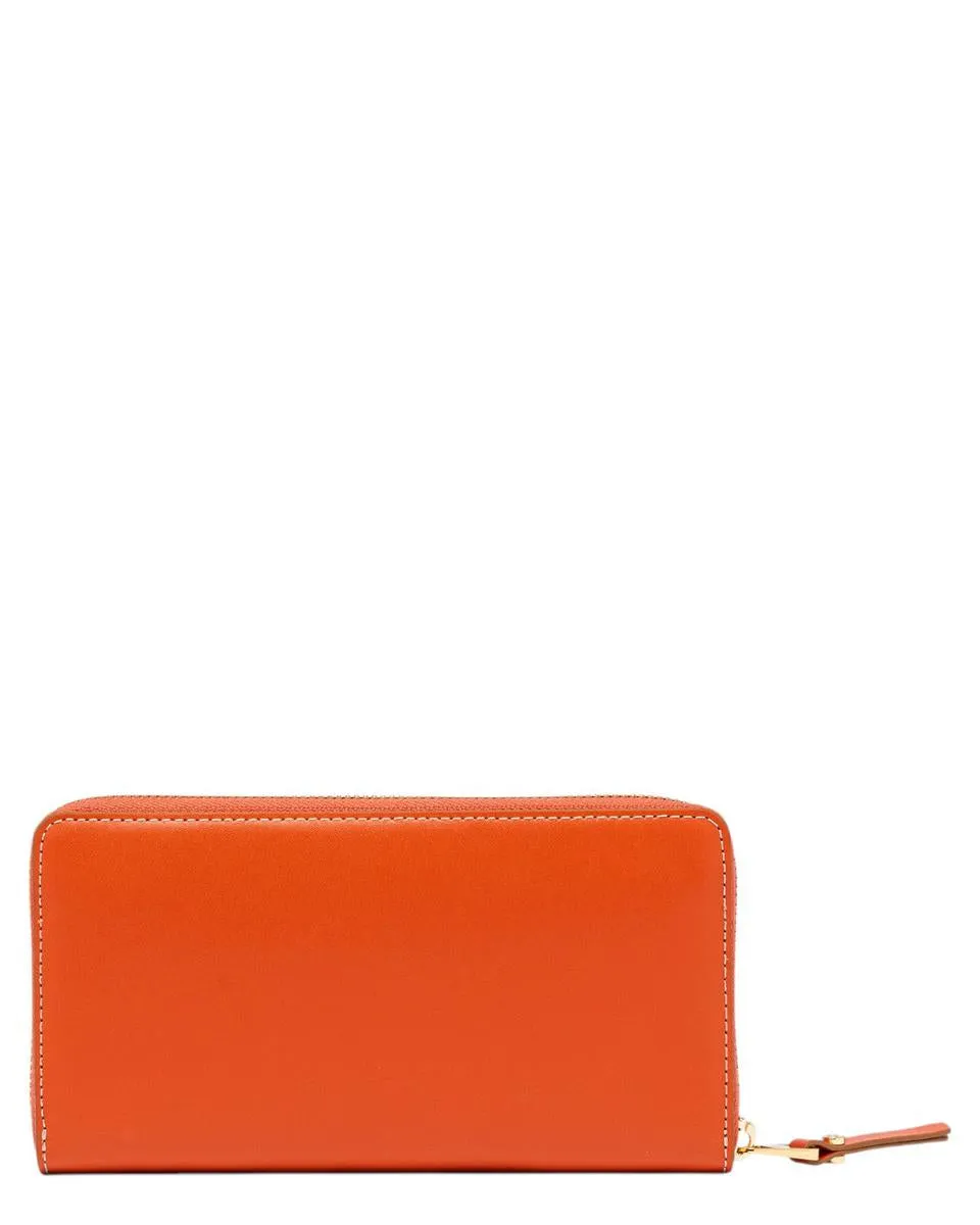 Portafoglio in pelle liscia con chiusura a zip