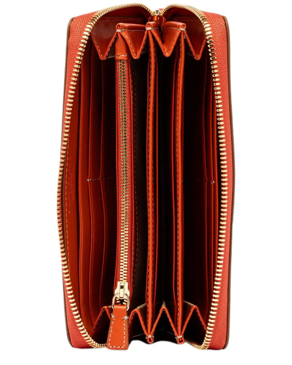 Portafoglio in pelle liscia con chiusura a zip