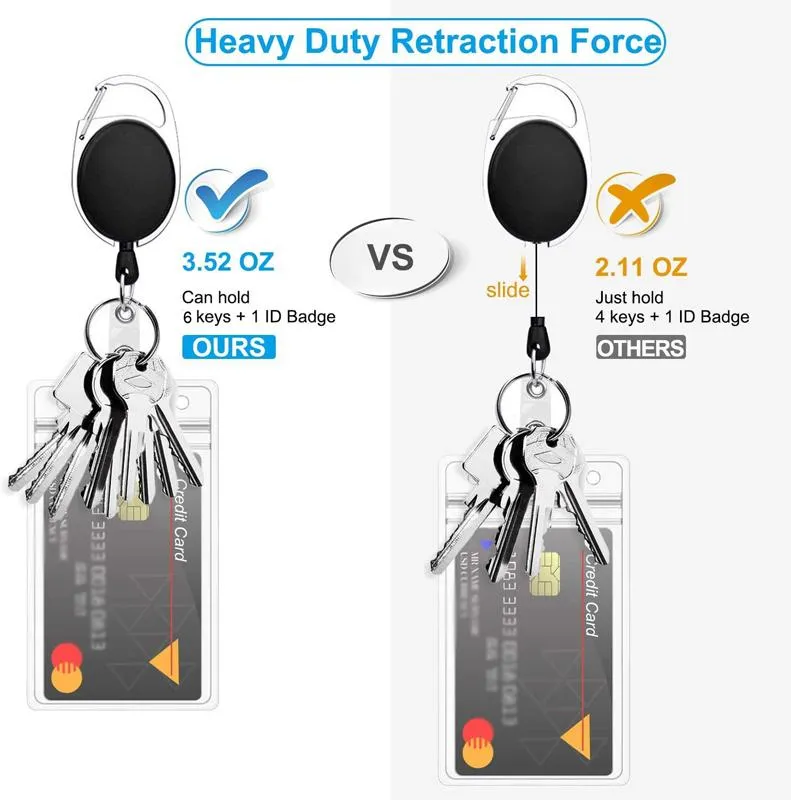 Retractable Badge Reel with Claw Clasp and Clip for Id Card Holders
